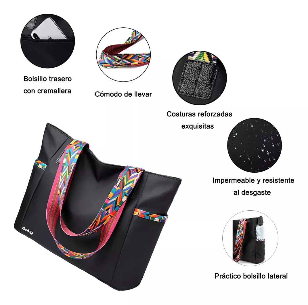Foto 4 pulgar | Bolso Belug De Gran Capacidad Ligeros Negro Para Mujer