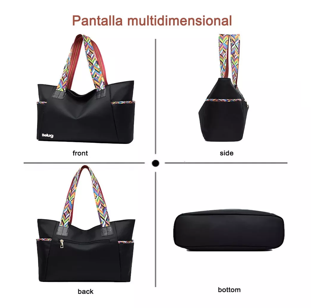 Foto 5 pulgar | Bolso Belug De Gran Capacidad Ligeros Negro Para Mujer