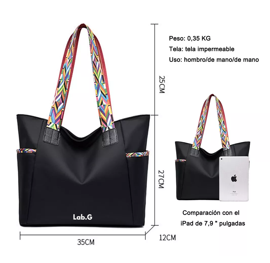 Foto 4 pulgar | Bolso De Gran Capacidad Lab.g Para Mujer Ligeros Negro