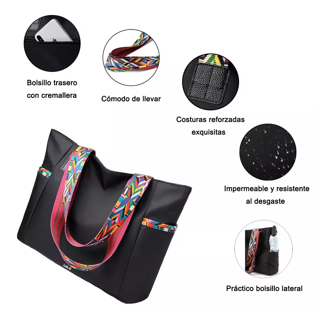 Foto 6 pulgar | Bolso De Gran Capacidad Lab.g Para Mujer Ligeros Negro