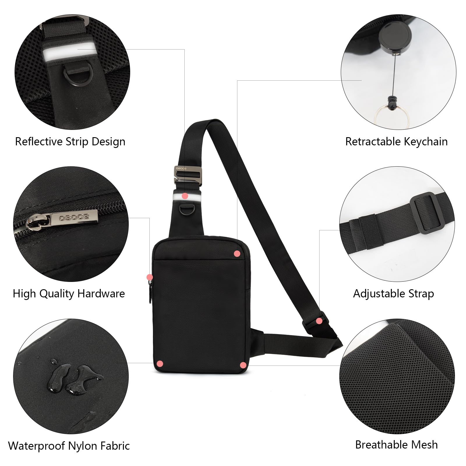 Foto 6 pulgar | Bandolera Osoce Small Para Hombre Y Mujer, Antirrobo, Color Negro - Venta Internacional.