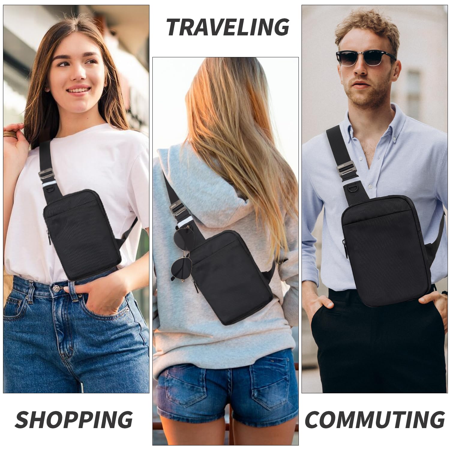 Foto 7 | Bandolera Osoce Small Para Hombre Y Mujer, Antirrobo, Color Negro - Venta Internacional.