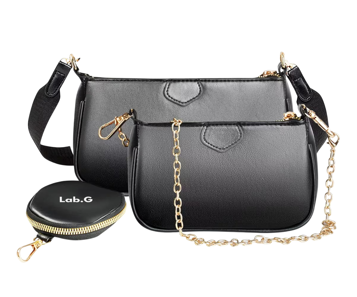 Bolsa Bandolera Monedero y Cartera Negra