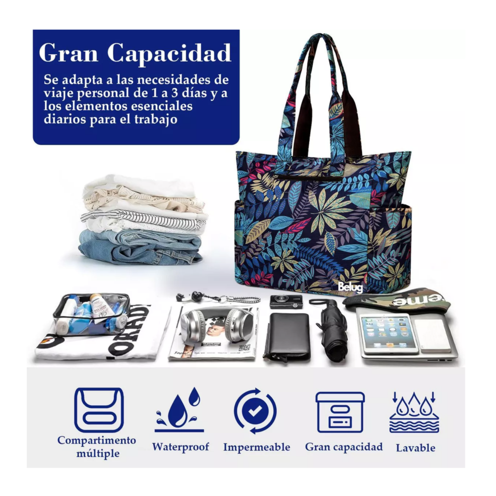 Foto 4 | Bolsa De Mujer Belug Bag Hojas Multicolor