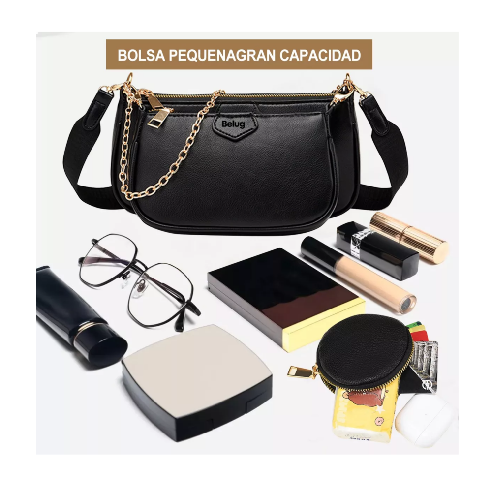 Foto 2 | Bolsa 3 En 1 Moda Mujer Bandolera Crossbody Monedero Cartera Belug