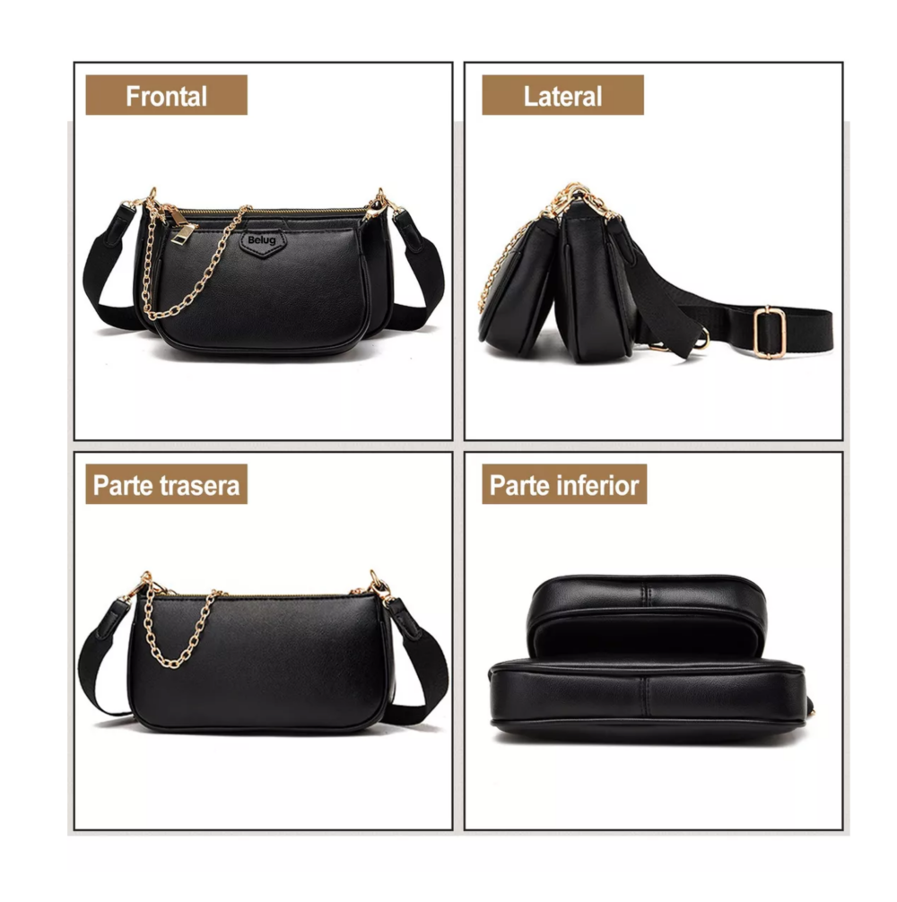 Foto 4 | Bolsa 3 En 1 Moda Mujer Bandolera Crossbody Monedero Cartera Belug