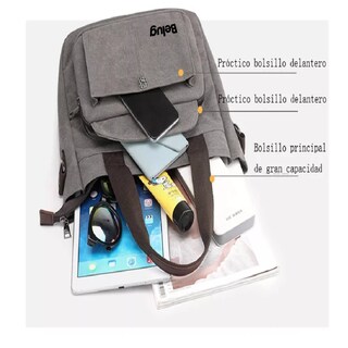 Foto 3 | Bolsa Moderna Y Urbana De Lona De Gran Capacidad Para Mujer Gris Café Belug