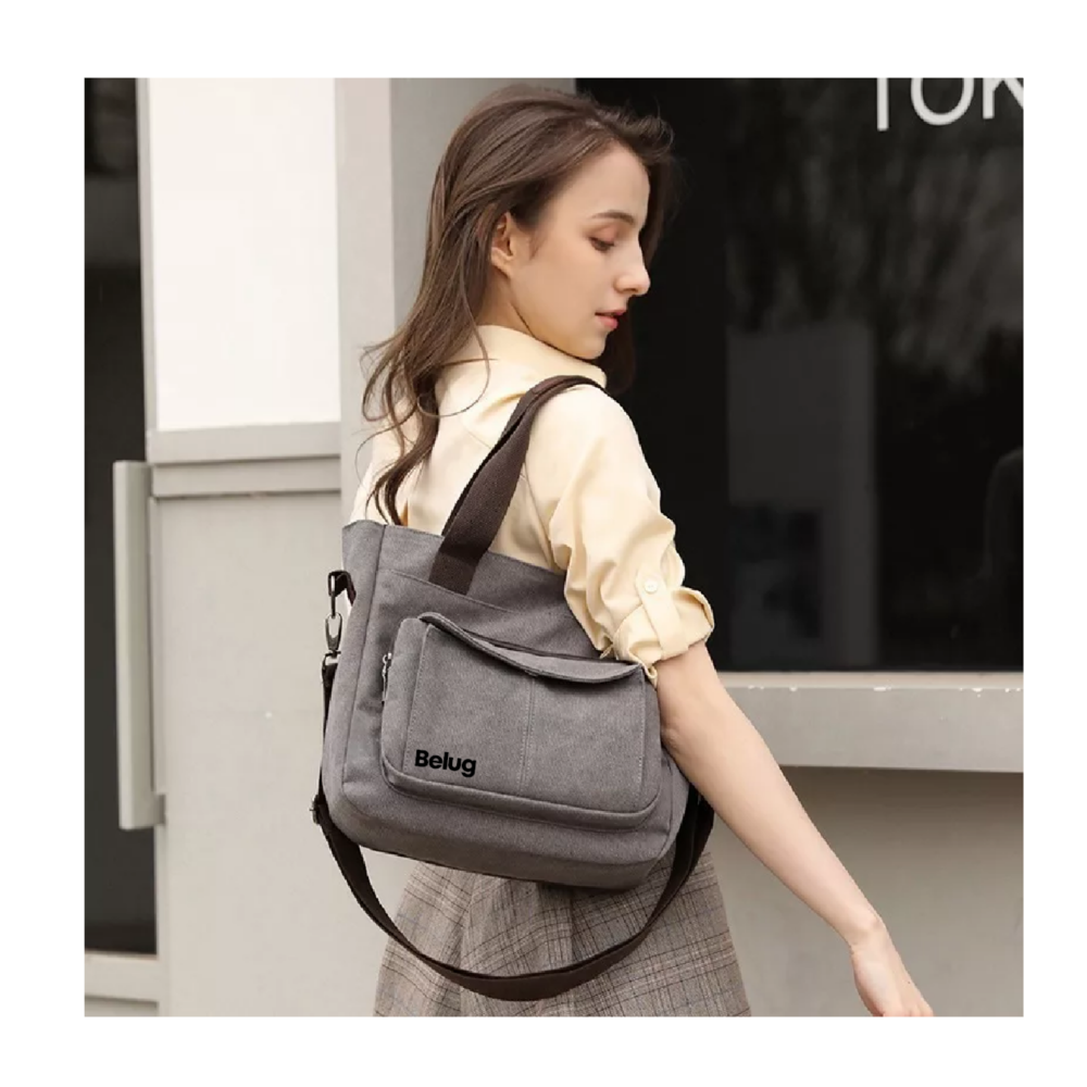 Foto 5 pulgar | Bolsa Moderna Y Urbana De Lona De Gran Capacidad Para Mujer Gris Café Belug
