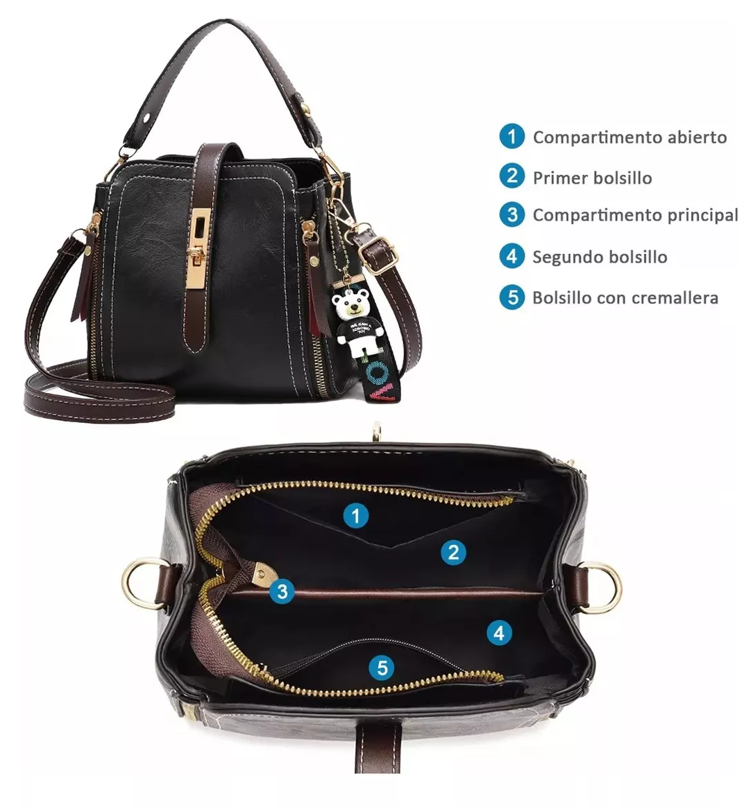 Foto 4 | Bolsa Para Dama Lab.g Crossbody De Hombro Correa Ajustable, Negro
