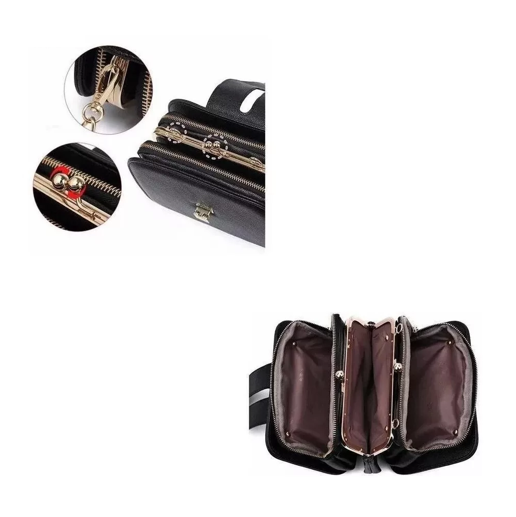 Foto 5 pulgar | Bolso Bandolera Para Mujer Con Hebilla Metálica Negro