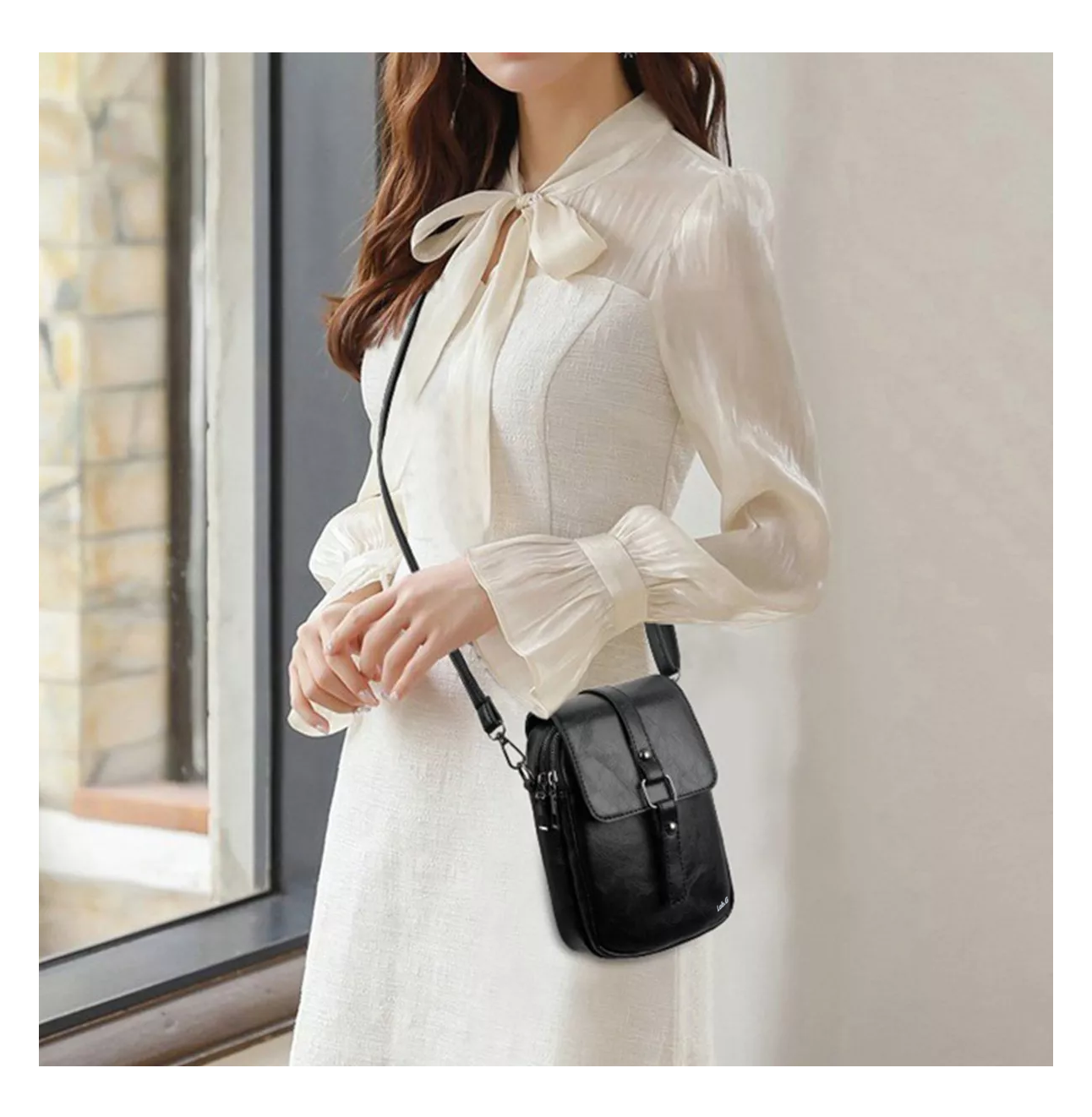 Foto 3 pulgar | Bolso Para Mujer Cartera Bandolera De Moda Para Celular Negro