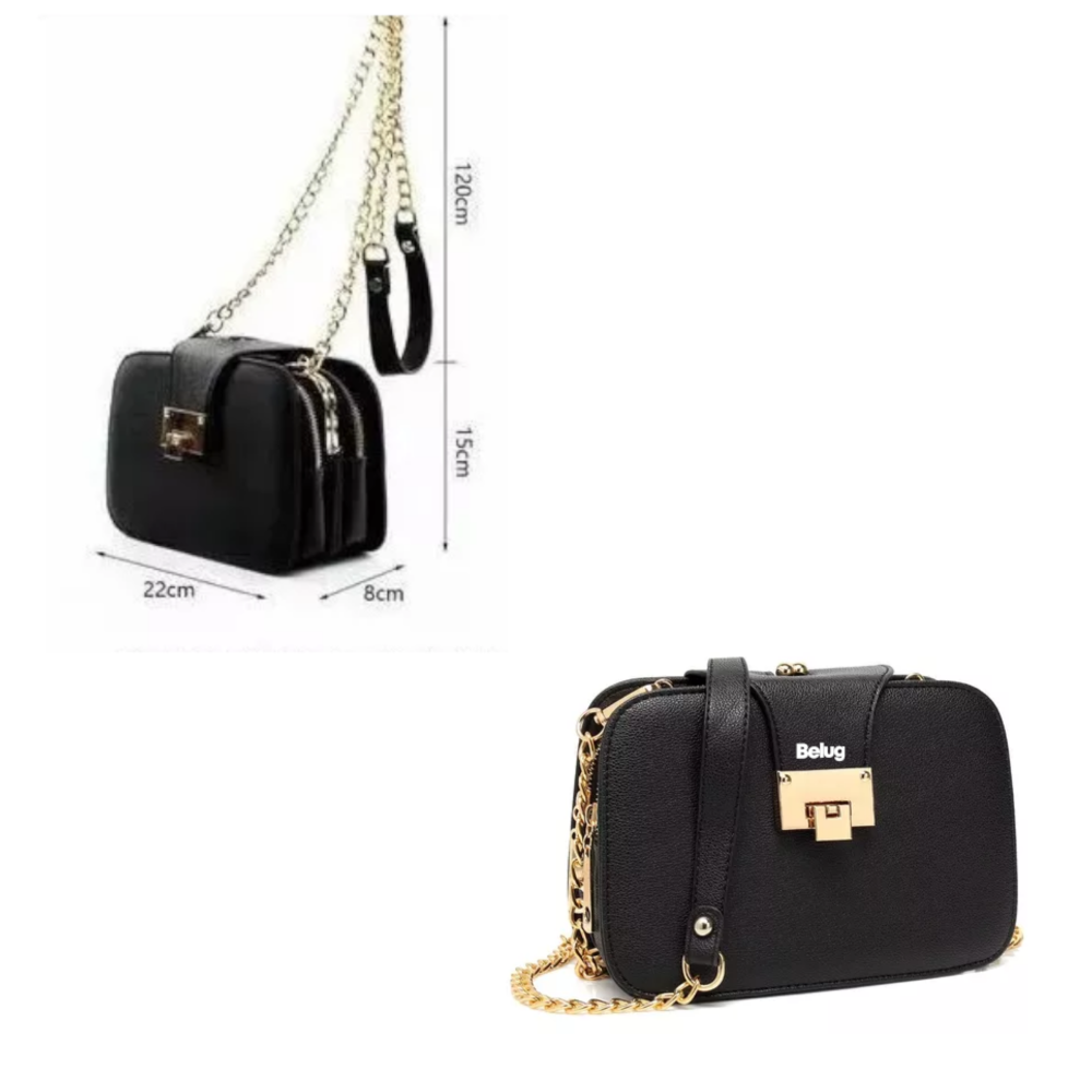 Foto 4 pulgar | Bolso Bandolera Para Mujer Con Hebilla Metálica Negro Belug