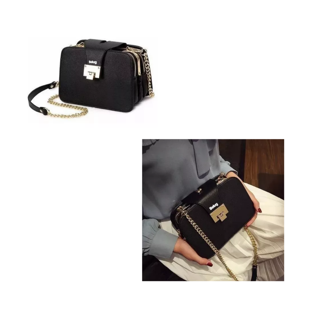 Foto 5 pulgar | Bolso Bandolera Para Mujer Con Hebilla Metálica Negro Belug