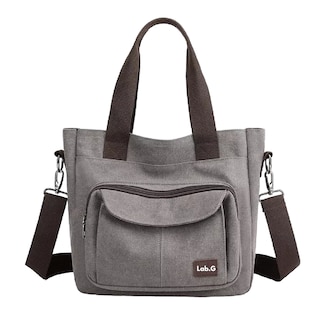 Foto 1 | Bolsa Moderna Y Urbana De Lona De Gran Capacidad Para Mujer Gris Cafe