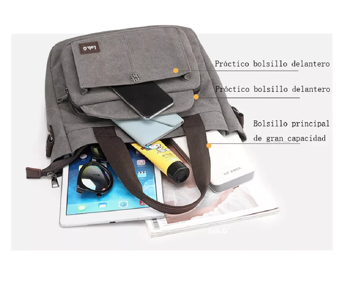 Foto 4 pulgar | Bolsa Moderna Y Urbana De Lona De Gran Capacidad Para Mujer Gris Cafe