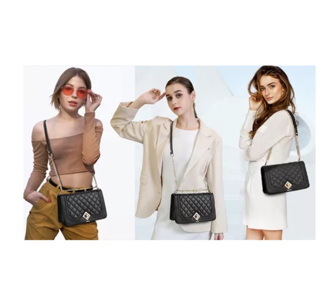 Foto 5 | Bolsa Bandolera De Mujer Con Cadena De Metal, Negro