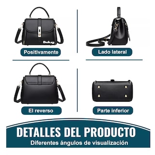 Foto 3 | Bolsa Mujer Impermeable Tote Crossbody Bandolera De Pu, Belug Negra