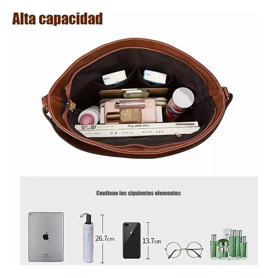 Foto 5 | Set 2 Bolsas De Mano Lab.g Bandolera Hombro Para Mujer + Cartera Marrón
