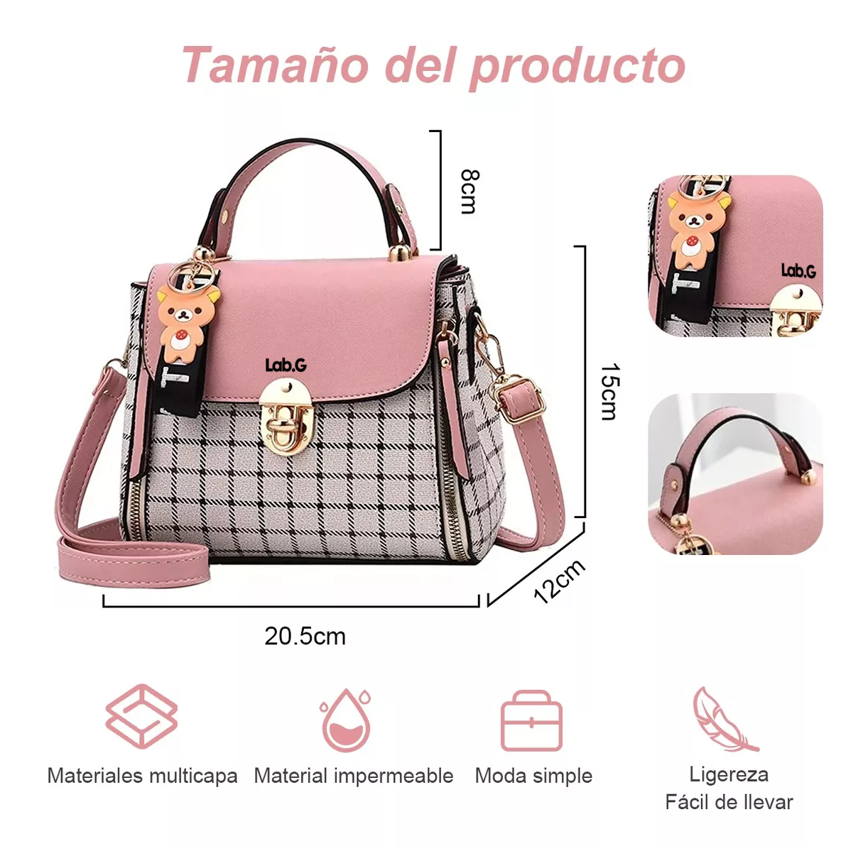 Foto 3 pulgar | Bolso Antirrobo De Hombro De Mujer Rosa