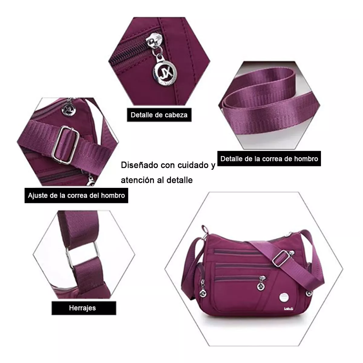 Foto 3 pulgar | Bolso Multifuncional Lab.g Impermeable Y Antirrobo Para Mujer Purpura