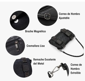 Foto 4 | Bolso Bandolera Xtellar con Remaches de Calavera