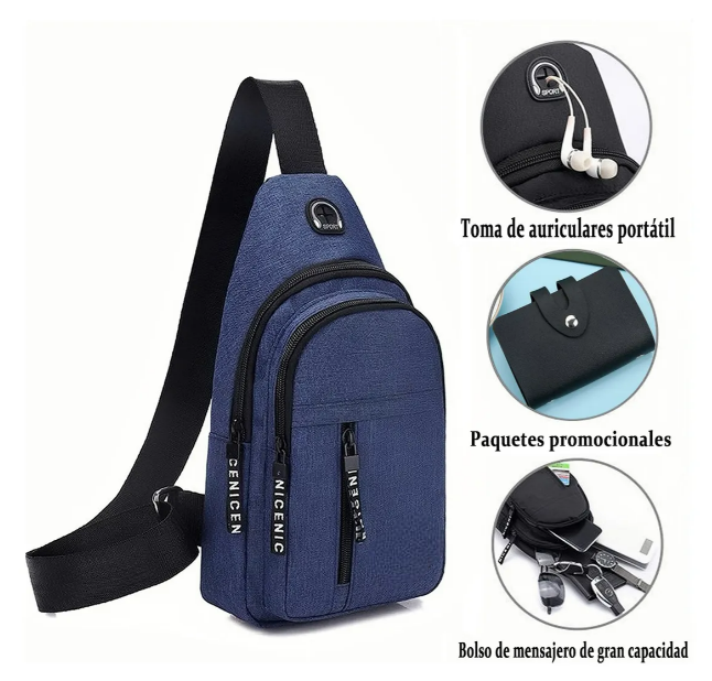 Foto 3 pulgar | Bolso Xtellar Bandolera Unisex Moderno Con Orificio Para Cable.