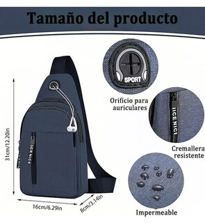 Foto 3 | Bolso Xtellar Bandolera Unisex Moderno Con Orificio Para Cable.