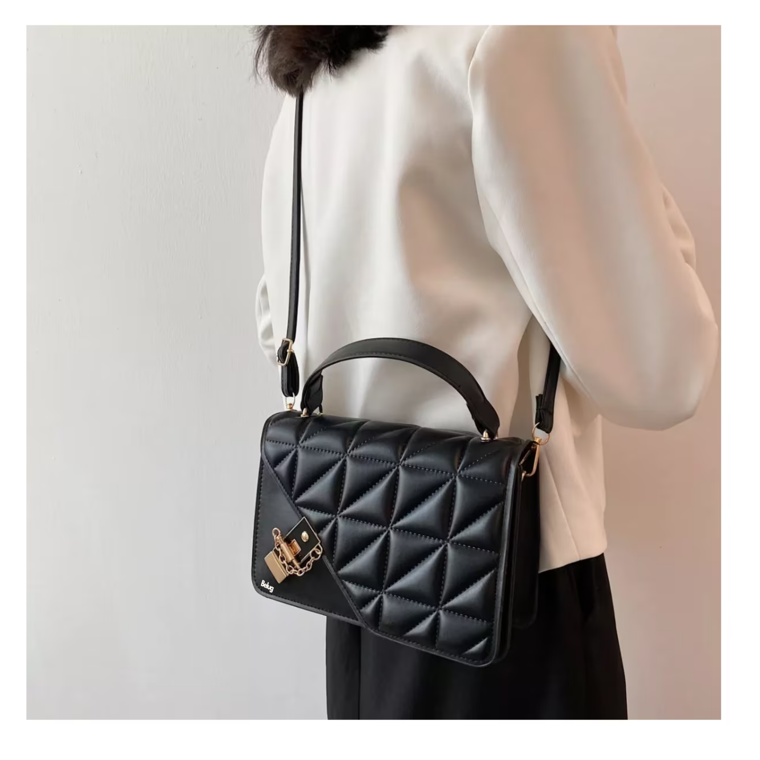 Foto 4 | Bolso Bandolera De Un Hombro Con Cadena De Metal Para Mujer Belug, Color Negro