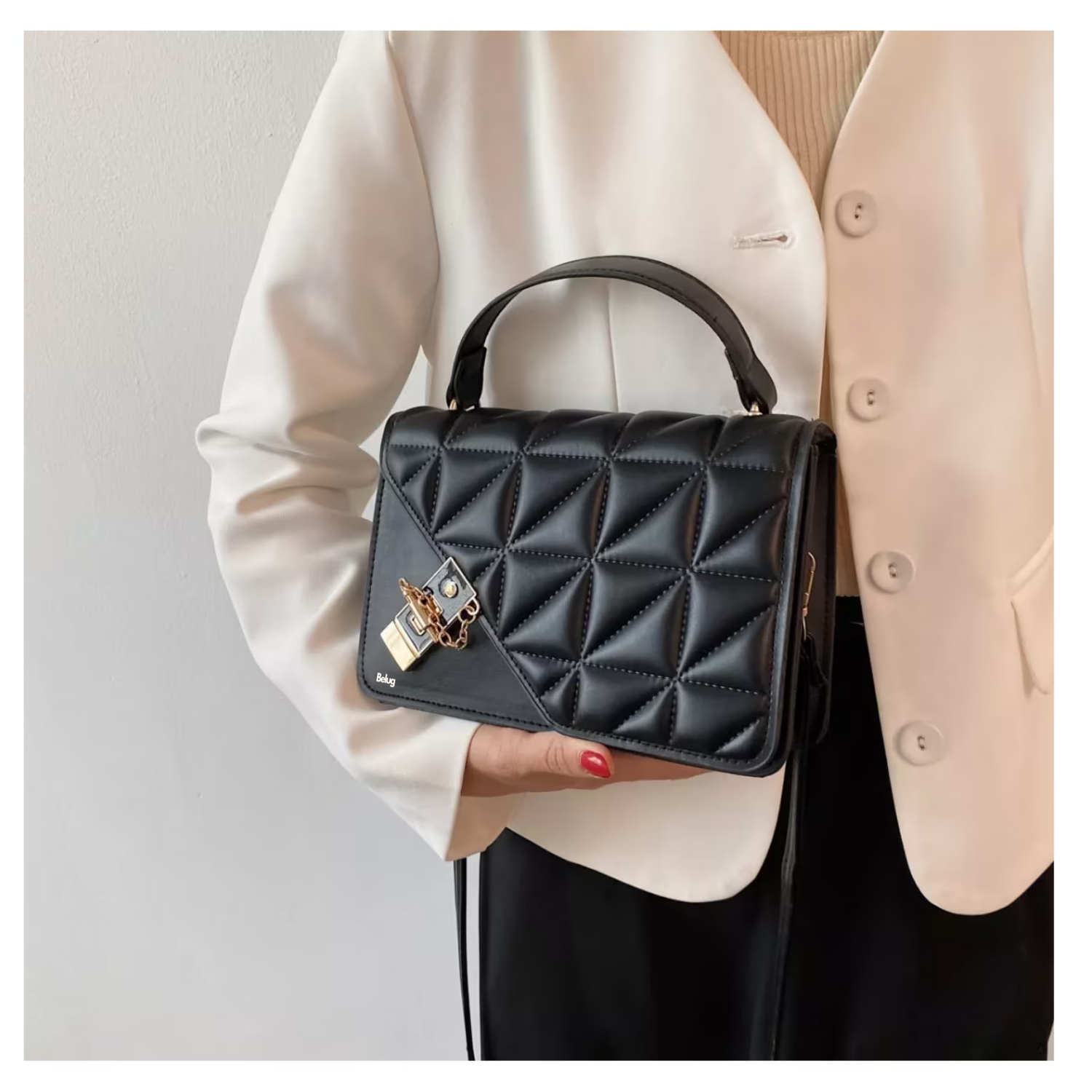 Foto 5 | Bolso Bandolera De Un Hombro Con Cadena De Metal Para Mujer Belug, Color Negro