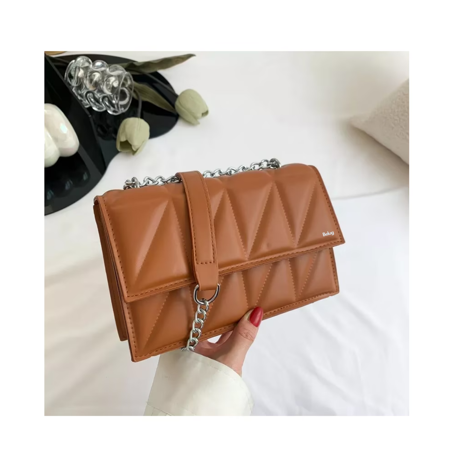 Foto 4 pulgar | Bolso De Mujer Casual De Cuero Pu Ajustable Belug, Marrón