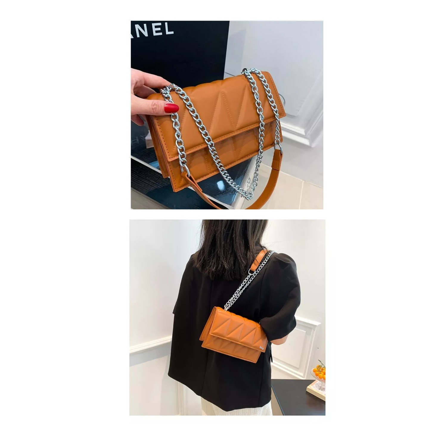 Foto 5 pulgar | Bolso De Mujer Casual De Cuero Pu Ajustable Belug, Marrón