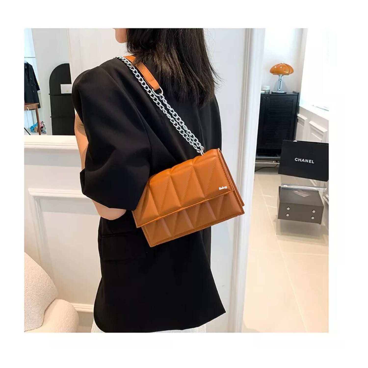 Foto 6 pulgar | Bolso De Mujer Casual De Cuero Pu Ajustable Belug, Marrón