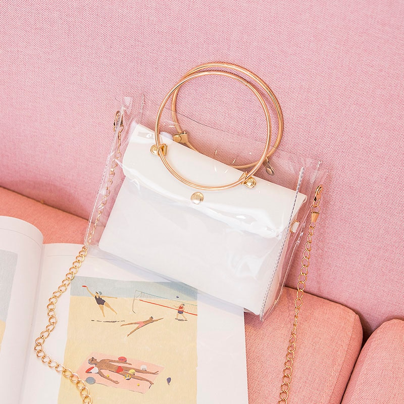 Foto 5 | Bolso Bandolera Cuadrado Transparente De Pvc Para Mujer - Venta Internacional.