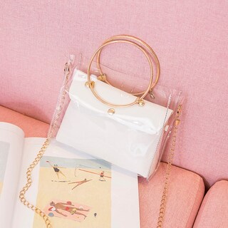 Foto 5 | Bolso Bandolera Cuadrado Transparente De Pvc Para Mujer - Venta Internacional.