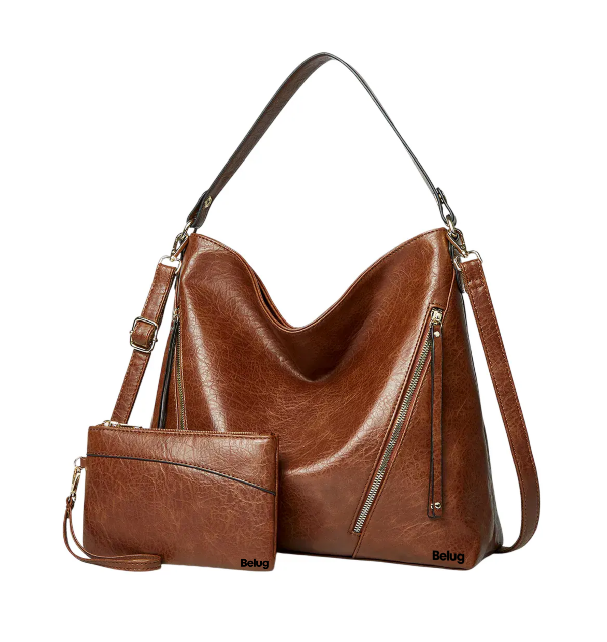 Foto 2 pulgar | Set 2 Bolsas De Mano Bandolera Hombro Para Mujer + Cartera Belug,  Marrón