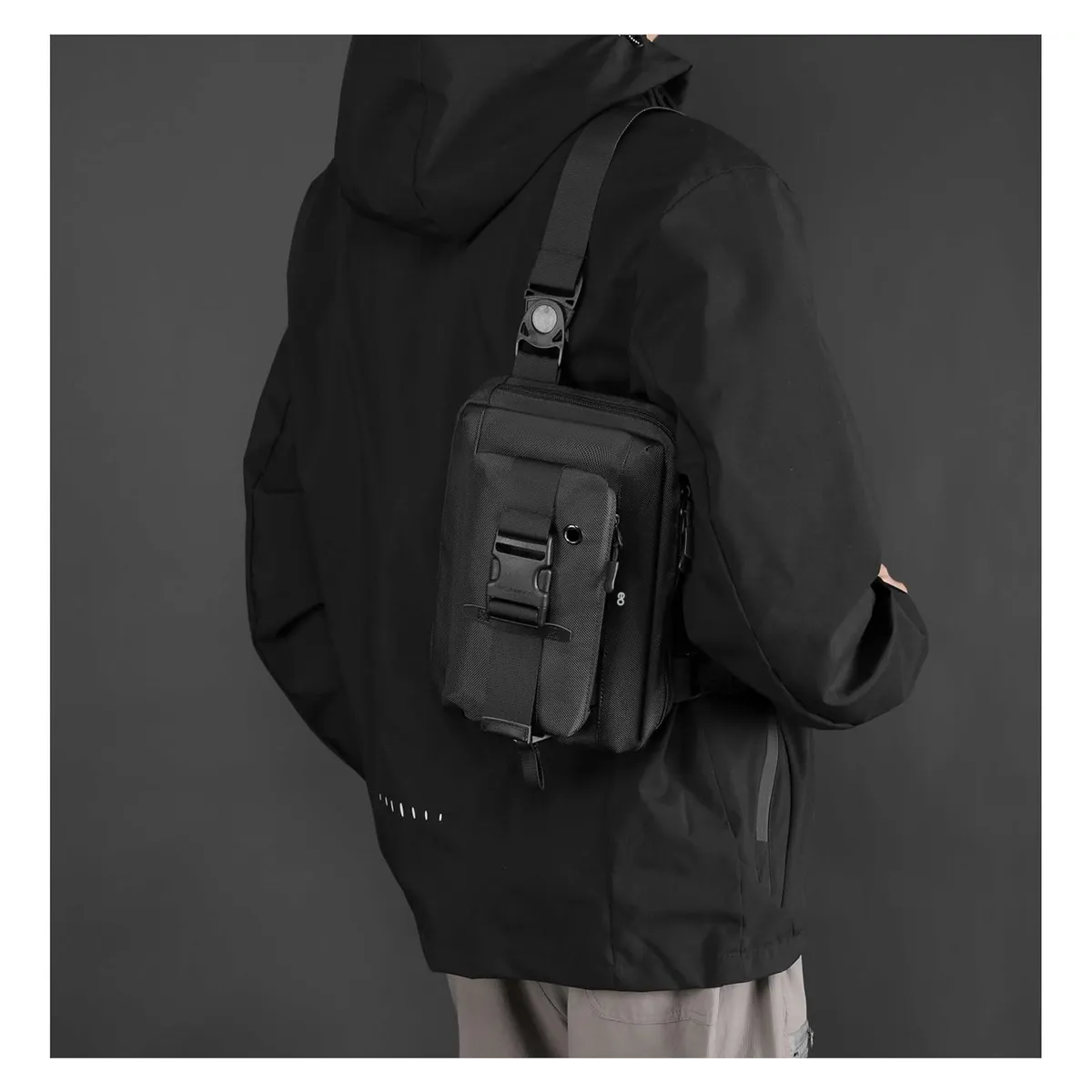Foto 3 pulgar | Bandolera, Bolso De Nailon Para Hombre Eo Safe Imports Esi-18956 Negro