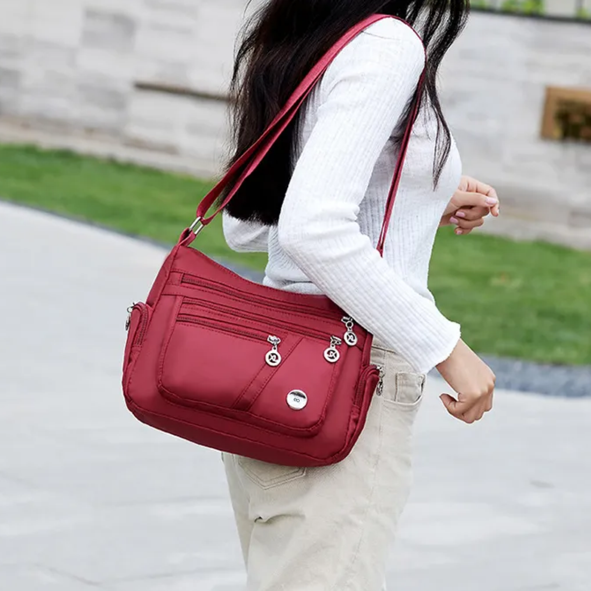 Foto 3 pulgar | Bolso Bandolera De Mujer De Color Liso De Estilo Coreano Eo Safe Imports Esi-19066 Rojo