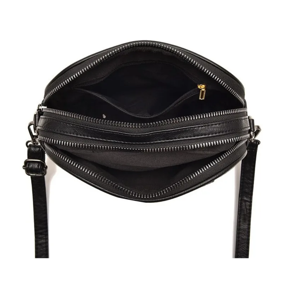 Foto 5 pulgar | Bolsa Bandolera De Cuero Blando Belug  Negro Para Mujer Crossbody