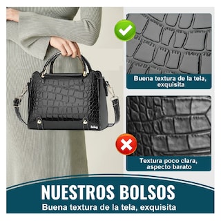 Foto 2 | Bolsa Bandolera Mujer Moda Cartera Crossbody Tote Hombro Belug, Negro