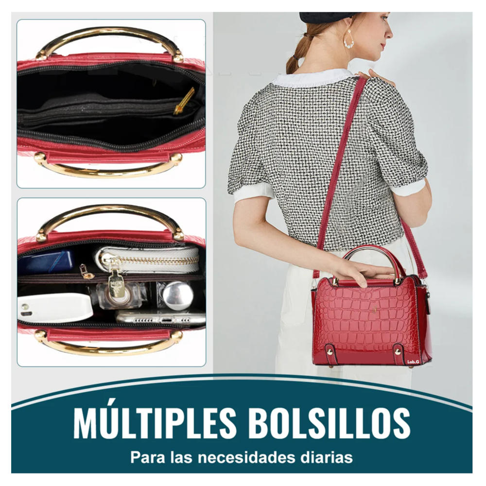 Foto 4 pulgar | Bolsa Bandolera Mujer Moda Cartera Crossbody Tote Hombro  Lab.g, Rojo