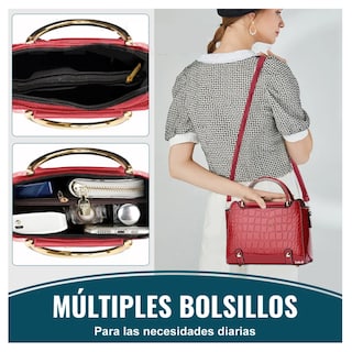 Foto 3 | Bolsa Bandolera Mujer Moda Cartera Crossbody Tote Hombro Lab.g, Rojo