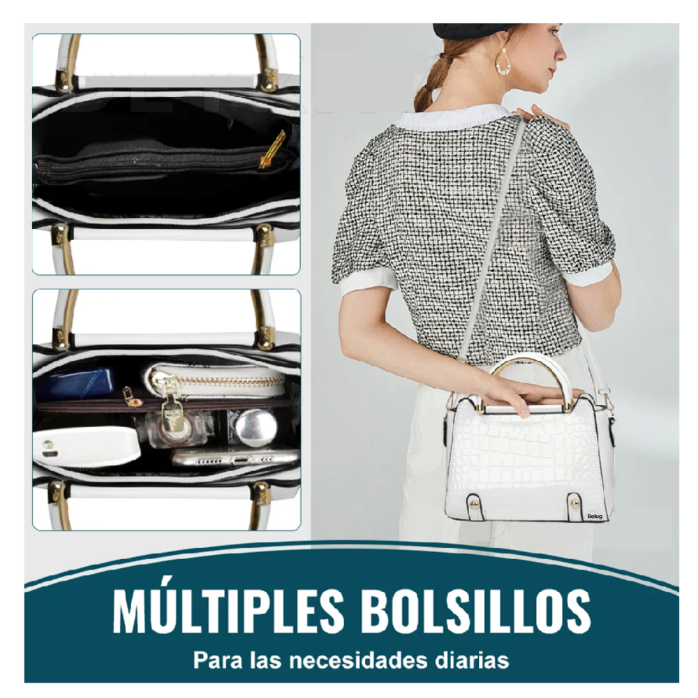Foto 3 pulgar | Bolsa Bandolera Mujer Moda Cartera Crossbody Tote Hombro Belug, Blanco
