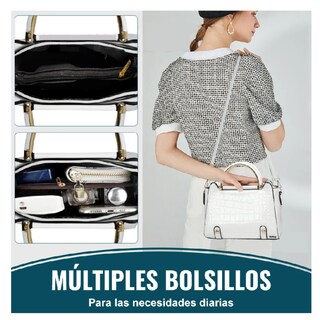 Foto 2 | Bolsa Bandolera Mujer Moda Cartera Crossbody Tote Hombro Belug, Blanco