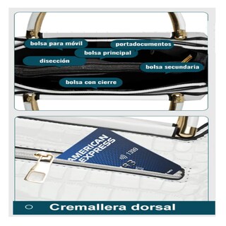 Foto 4 | Bolsa Bandolera Mujer Moda Cartera Crossbody Tote Hombro Belug, Blanco