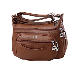 Foto 1 | Bolso Bandolera Multibolsillos De Piel Suave Para Mujer Lab.g Marrón