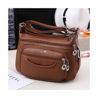 Foto 4 | Bolso Bandolera Multibolsillos De Piel Suave Para Mujer Lab.g Marrón