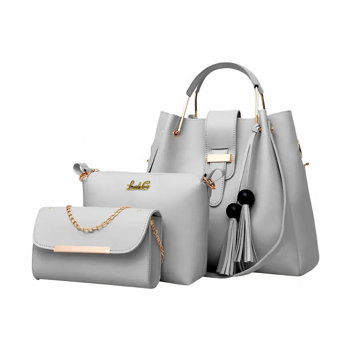 Foto 2 pulgar | Conjunto De 3 Bolsos De Lujo Para Mujer, Gran Capacidad Lab.g Gris