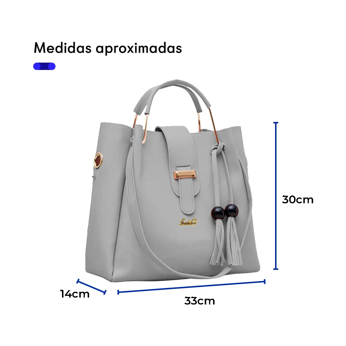 Foto 4 pulgar | Conjunto De 3 Bolsos De Lujo Para Mujer, Gran Capacidad Lab.g Gris