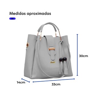Foto 3 | Conjunto De 3 Bolsos De Lujo Para Mujer, Gran Capacidad Lab.g Gris