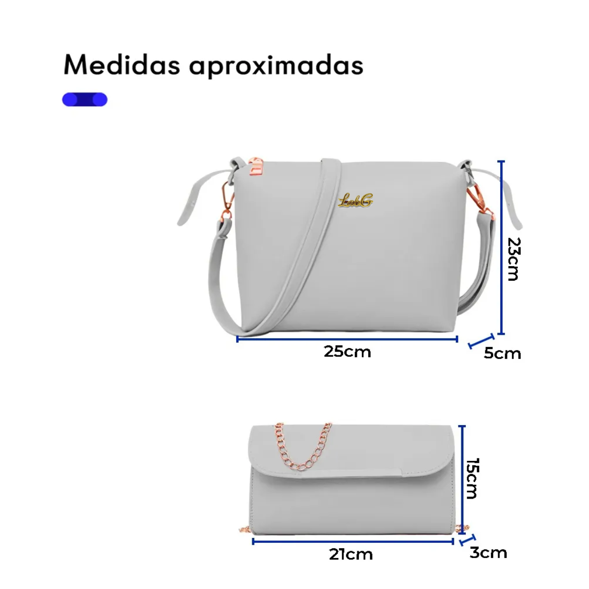 Foto 5 pulgar | Conjunto De 3 Bolsos De Lujo Para Mujer, Gran Capacidad Lab.g Gris
